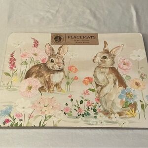 Benson Mills Bunnies in the Garden Cork Placemats.   Set of 4